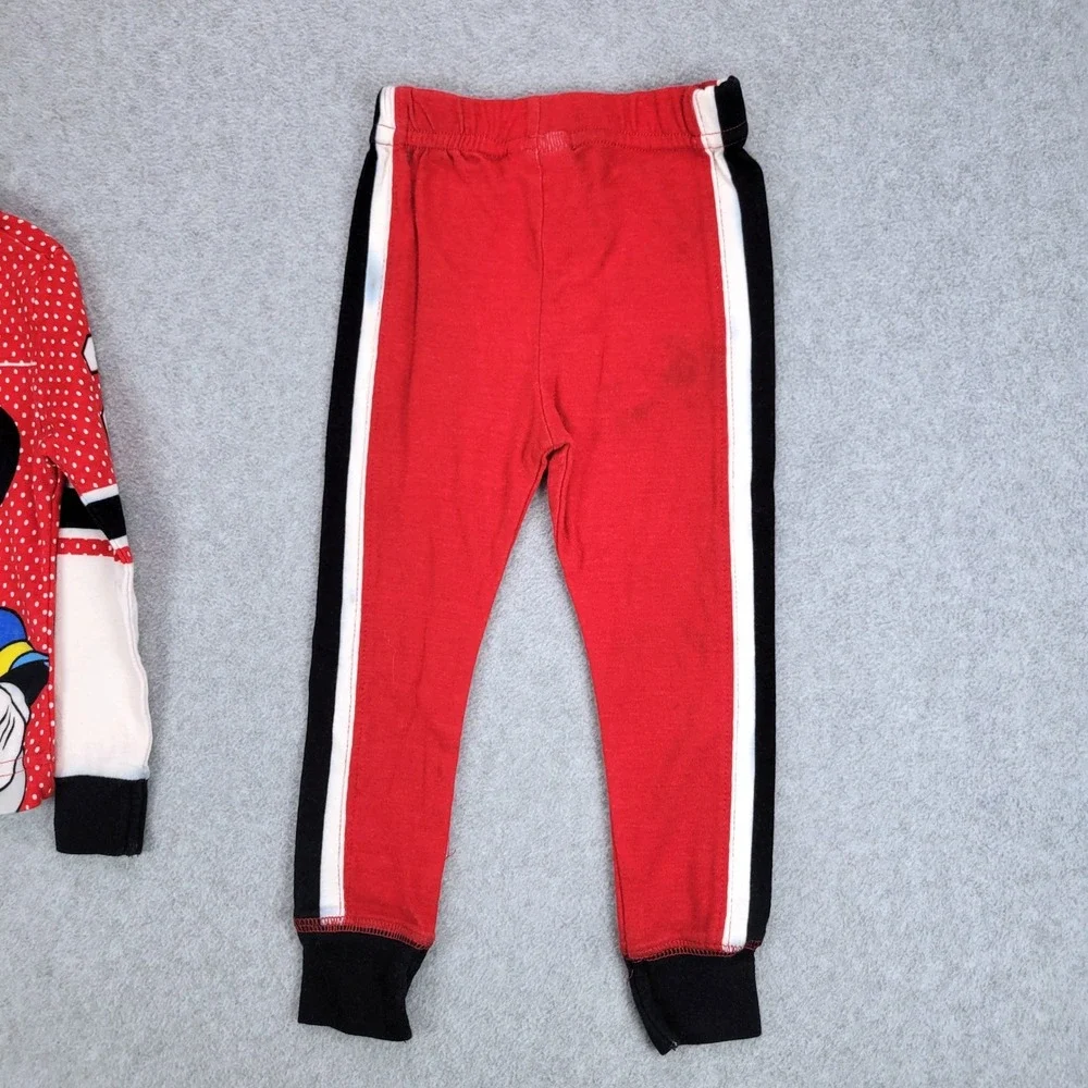Disney Store Pajama Set Kids 2/3 XXS Red Mickey Mouse Football Graphic 2pc